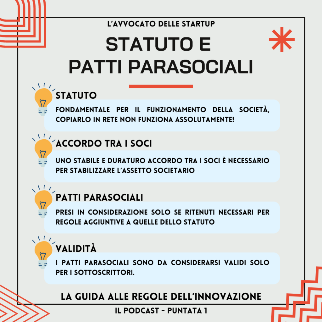 startup innovativa - statuto e patit parasociali